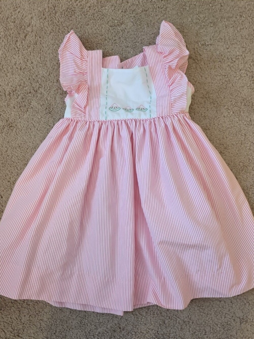 The Proper Peony 4t Pink Smocked Flutter Sleeve Kids Watermelon Heirloom Dress